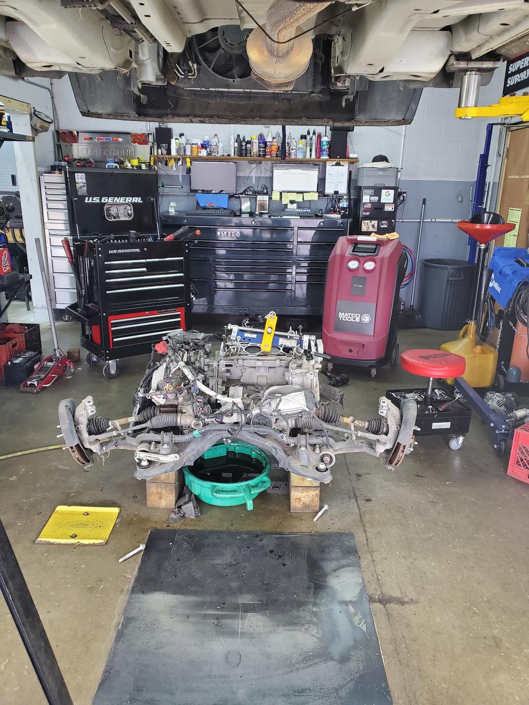 Engine and subframe out on the floor