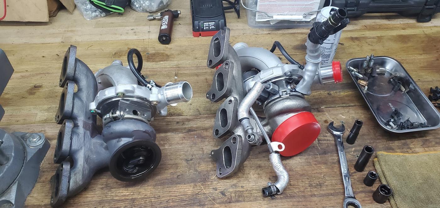 Turbochargers on the bench, old and new